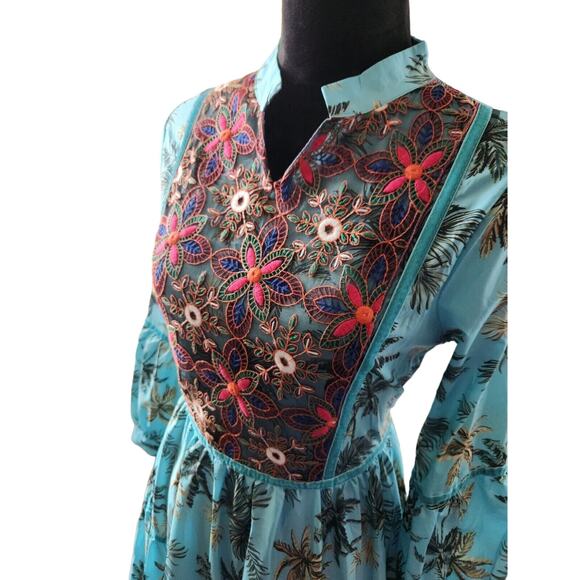 Vacation Style Maxi Dress Boho Chic Embroided Nwt Size L Asia 8 US - Picture 2 of 9